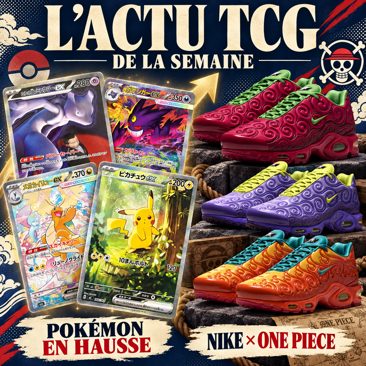 Cote Pokémon en hausse et carton Nike x One Piece : l'actu TCG de la semaine