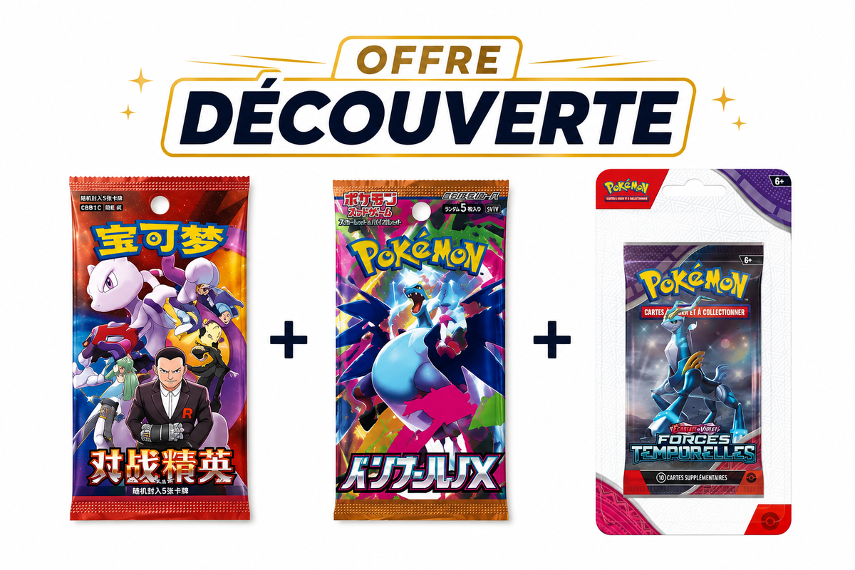 Pack Découverte Pokémon - 1 Booster FR + JP + CN